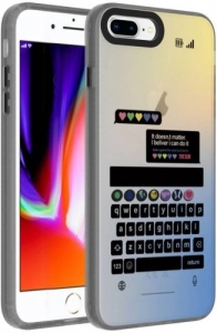 Apple iPhone 8 Plus Kılıf Desenli Zore Dragon Sert Kapak - Klavye
