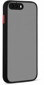 Apple iPhone 8 Plus Kılıf Kamera Korumalı Arkası Şeffaf Mat Silikon Kapak - Siyah