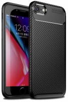 Apple iPhone SE 2 (2020) Kılıf Karbon Serisi Mat Fiber Silikon Negro Kapak - Siyah