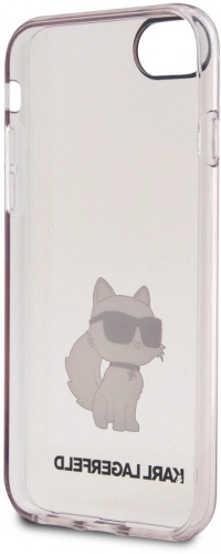 Apple iPhone SE 2020 Kılıf Karl Lagerfeld Transparan Choupette Dizayn Kapak - Pembe