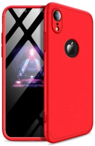 Apple iPhone Xr Kılıf 3 Parçalı 360 Tam Korumalı Rubber AYS Kapak  - Kırmızı