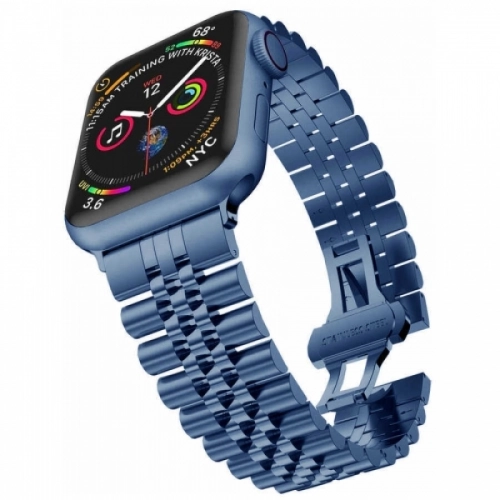 Apple Watch 40mm Metal Parlak Kordon Klipsli KRD-36 - Mavi