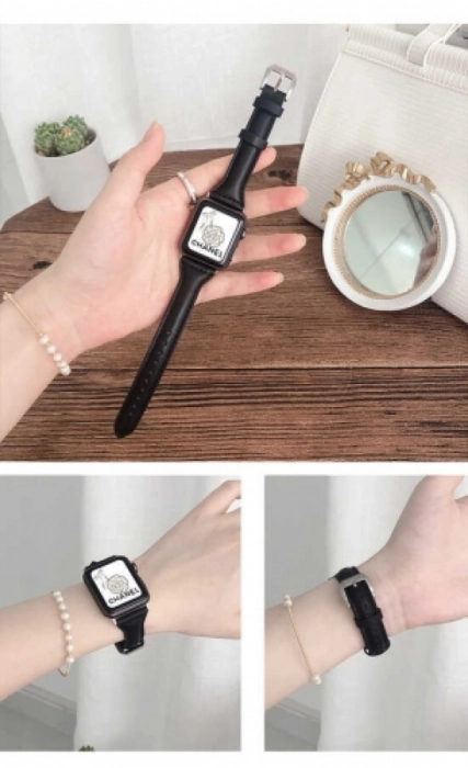 Apple Watch 42mm Deri Kordon KRD-28 - Siyah