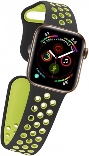 Apple Watch 44mm Kordon Spor Silikon Delikli KRD-02 - Koyu Yeşil