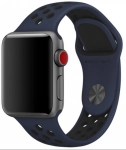 Apple Watch 44mm Kordon Spor Silikon Delikli KRD-02 - Lacivert