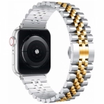 Apple Watch 44mm Metal Parlak Kordon Klipsli KRD-36 - Gümüş - Rose Gold
