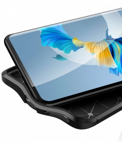 Huawei Mate 40 Pro Kılıf Deri Görünümlü Parmak İzi Bırakmaz Niss Silikon - Siyah