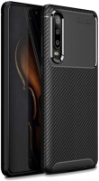 Huawei P30 Kılıf Karbon Serisi Mat Fiber Silikon Negro Kapak - Siyah