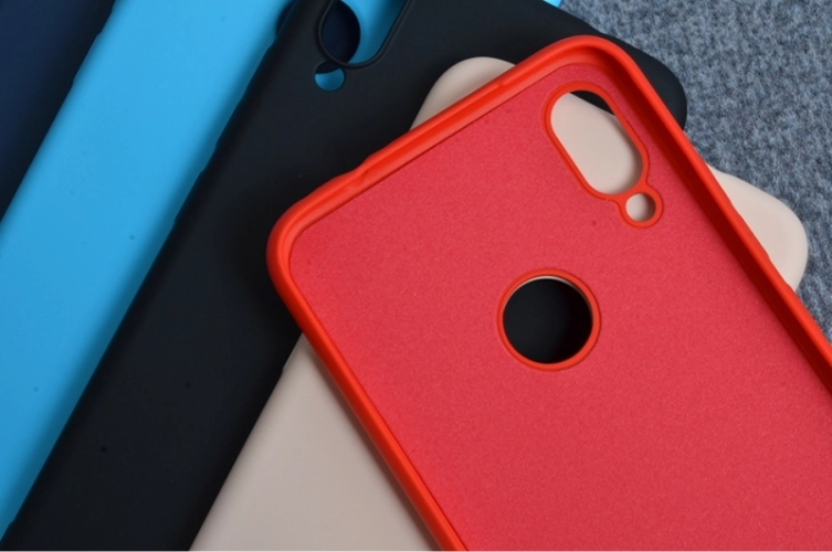 Huawei Y7 2019 Kılıf Liquid Serisi İçi Kadife İnci Esnek Silikon Kapak - Kırmızı