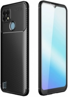 Realme C21 Kılıf Karbon Serisi Mat Fiber Silikon Negro Kapak - Lacivert