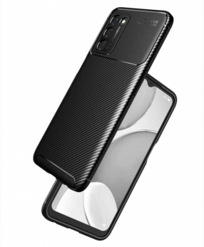 Oppo A55 5G Kılıf Karbon Serisi Mat Fiber Silikon Negro Kapak - Lacivert