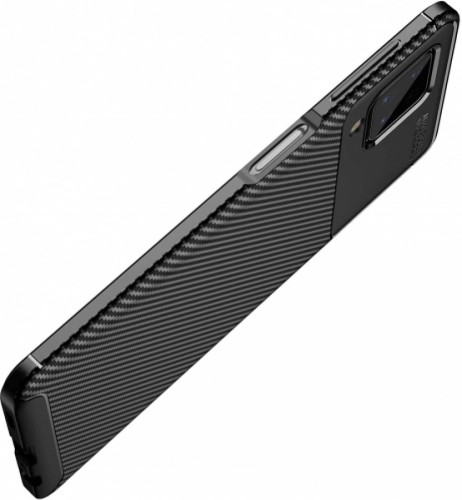 Samsung Galaxy A12 Kılıf Karbon Serisi Mat Fiber Silikon Negro Kapak - Lacivert