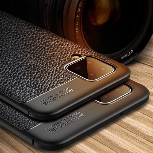 Samsung Galaxy A12 Kılıf Deri Görünümlü Parmak İzi Bırakmaz Niss Silikon - Lacivert