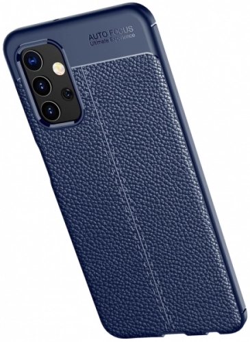 Samsung Galaxy A32 Kılıf Deri Görünümlü Parmak İzi Bırakmaz Niss Silikon - Lacivert