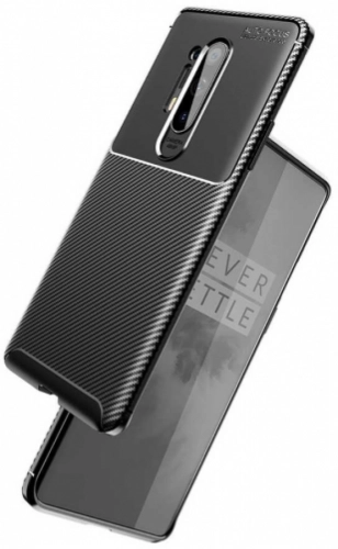 OnePlus 8 Pro Kılıf Karbon Serisi Mat Fiber Silikon Negro Kapak - Siyah