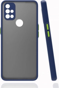 OnePlus Nord N10 Kılıf Kamera Korumalı Arkası Şeffaf Mat Silikon Kapak - Lacivert