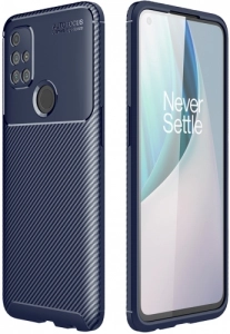 OnePlus Nord N10 Kılıf Karbon Serisi Mat Fiber Silikon Negro Kapak - Lacivert