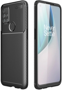 OnePlus Nord N10 Kılıf Karbon Serisi Mat Fiber Silikon Negro Kapak - Siyah