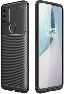 OnePlus Nord N100 Kılıf Karbon Serisi Mat Fiber Silikon Negro Kapak - Siyah
