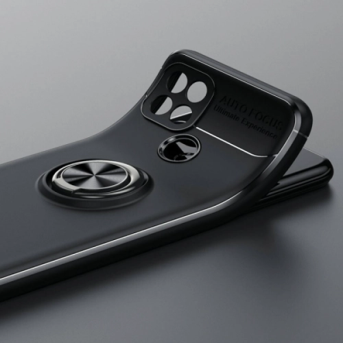 Oppo A15 Kılıf Auto Focus Serisi Soft Premium Standlı Yüzüklü Kapak - Siyah