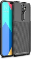 Oppo A5 2020 Kılıf Karbon Serisi Mat Fiber Silikon Negro Kapak - Siyah