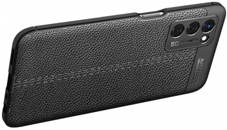 Oppo A55 5G Kılıf Deri Görünümlü Parmak İzi Bırakmaz Niss Silikon - Siyah