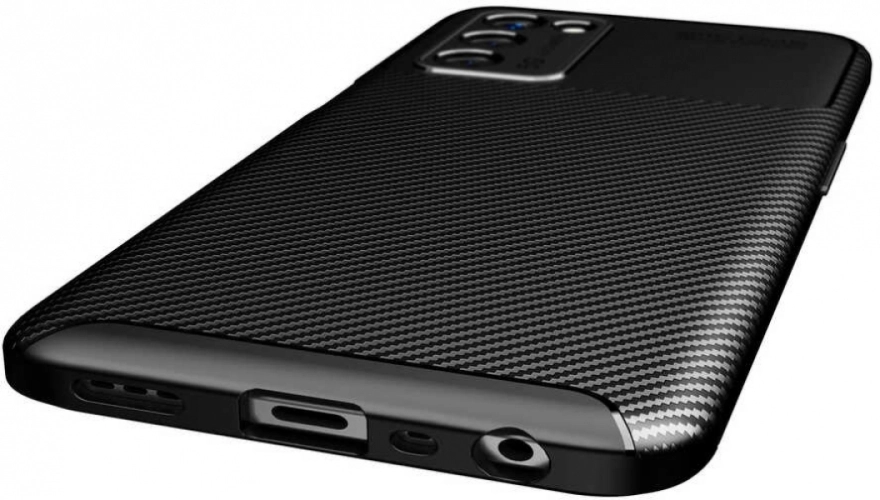 Oppo A55 5G Kılıf Karbon Serisi Mat Fiber Silikon Negro Kapak - Siyah