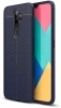Oppo A9 2020 Kılıf Deri Görünümlü Parmak İzi Bırakmaz Niss Silikon - Lacivert