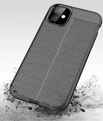Apple iPhone 11 Kılıf Deri Görünümlü Parmak İzi Bırakmaz Niss Silikon - Siyah