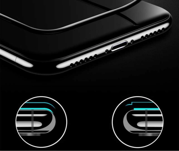 Apple iPhone 7 Plus Ekran Koruyucu Fiber Tam Kaplayan Nano - Siyah