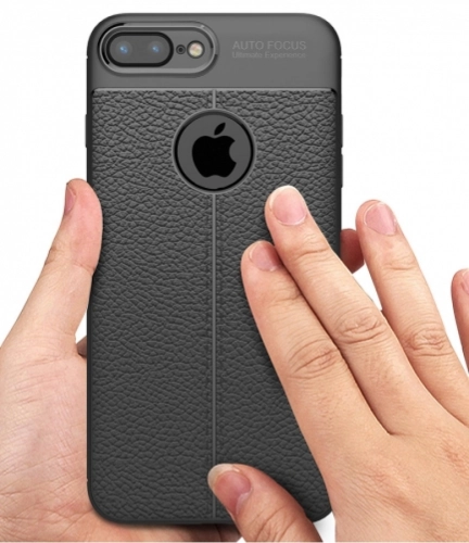 Apple iPhone 7 Plus Kılıf Deri Görünümlü Parmak İzi Bırakmaz Niss Silikon - Lacivert