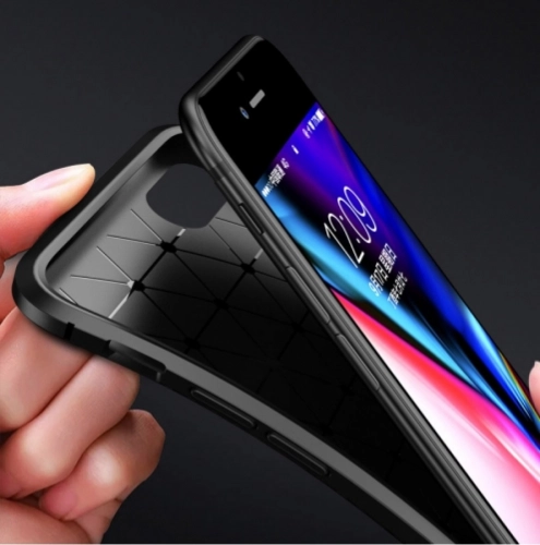 Apple iPhone 8 Kılıf Karbon Serisi Mat Fiber Silikon Negro Kapak - Lacivert