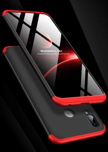 Huawei Honor Play Kılıf 3 Parçalı 360 Tam Korumalı Rubber AYS Kapak  - Kırmızı