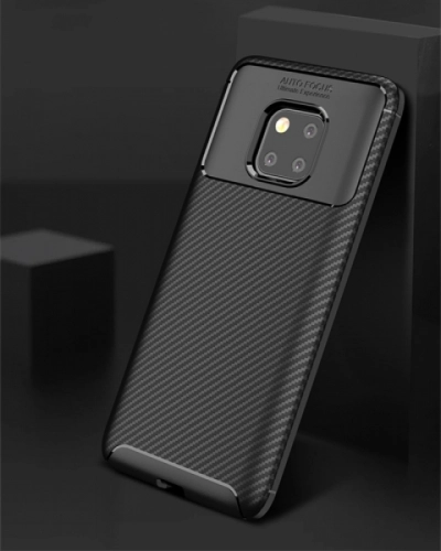 Huawei Mate 20 Pro Kılıf Karbon Serisi Mat Fiber Silikon Negro Kapak - Lacivert