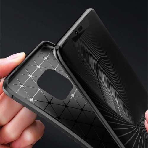 Huawei Mate 20 Pro Kılıf Karbon Serisi Mat Fiber Silikon Negro Kapak - Lacivert