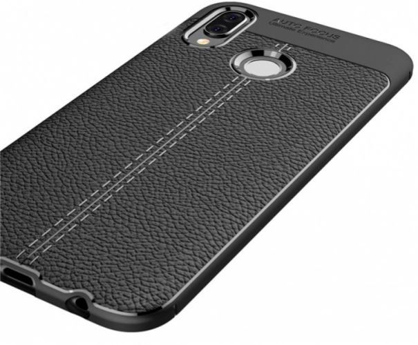 Huawei P20 Kılıf Deri Görünümlü Parmak İzi Bırakmaz Niss Silikon - Siyah