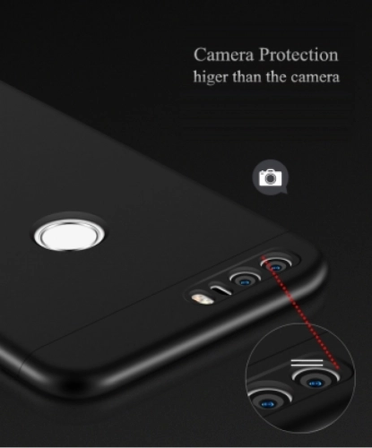 Huawei P9 Lite (2017) Kılıf 3 Parçalı 360 Tam Korumalı Rubber AYS Kapak  - Kırmızı - Siyah