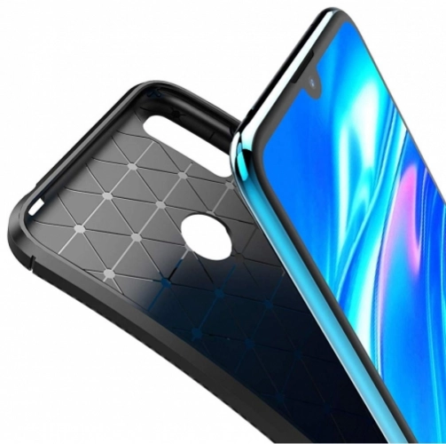 Huawei Y7 2019 Kılıf Karbon Serisi Mat Fiber Silikon Negro Kapak - Lacivert