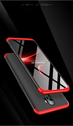 Oppo A9 2020 Kılıf 3 Parçalı 360 Tam Korumalı Rubber AYS Kapak  - Kırmızı