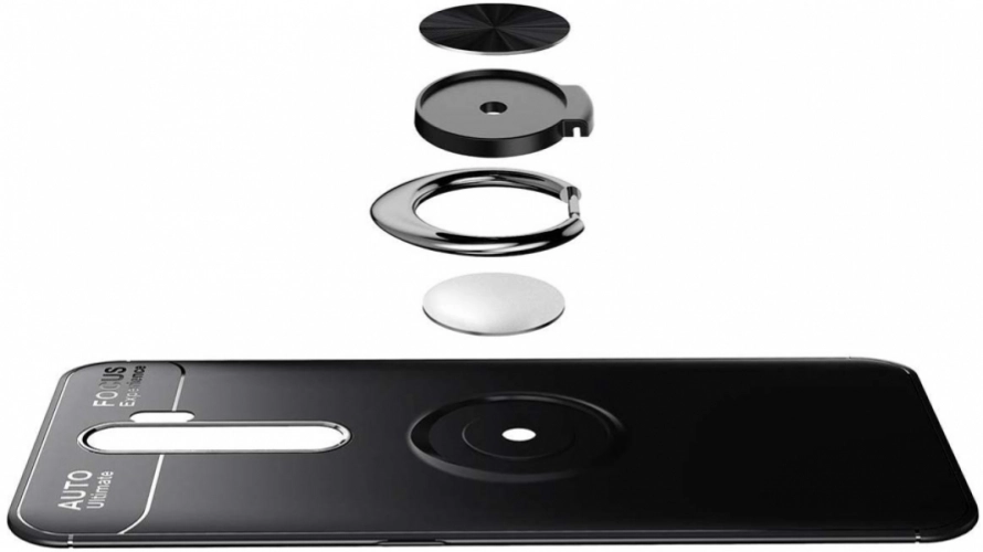 Oppo A9 2020 Kılıf Auto Focus Serisi Soft Premium Standlı Yüzüklü Kapak - Siyah