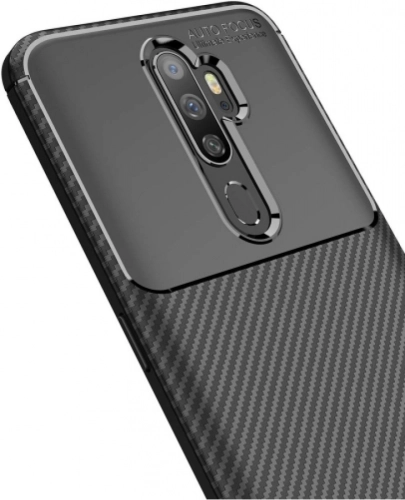Oppo A9 2020 Kılıf Karbon Serisi Mat Fiber Silikon Negro Kapak - Siyah