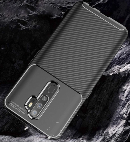 Oppo A9 2020 Kılıf Karbon Serisi Mat Fiber Silikon Negro Kapak - Lacivert