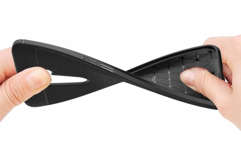 Oppo A9 2020 Kılıf Deri Görünümlü Parmak İzi Bırakmaz Niss Silikon - Siyah