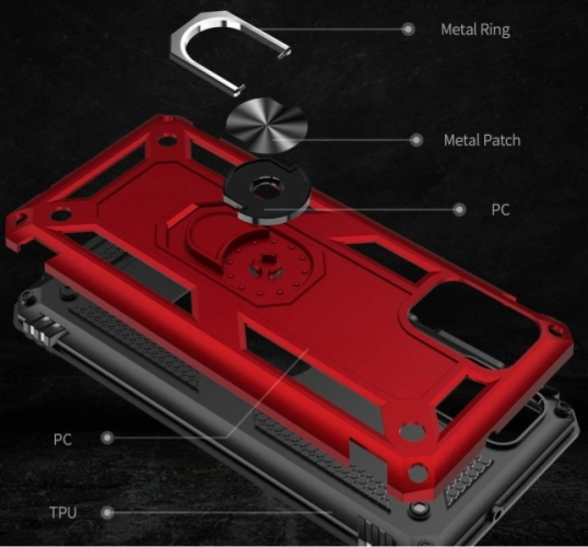 Samsung Galaxy A51 Kılıf Zırhlı Standlı Mıknatıslı Tank Kapak - Kırmızı