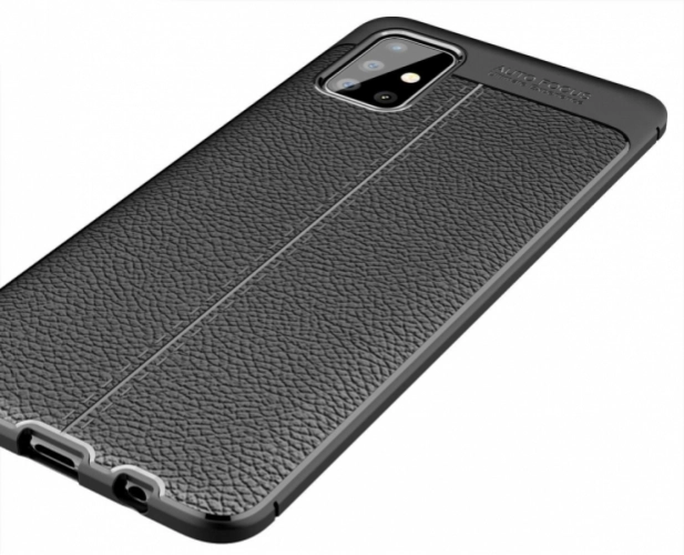 Samsung Galaxy A71 Kılıf Deri Görünümlü Parmak İzi Bırakmaz Niss Silikon - Siyah
