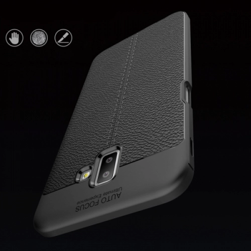 Samsung Galaxy A8 2018 Plus Kılıf Deri Görünümlü Parmak İzi Bırakmaz Niss Silikon - Siyah