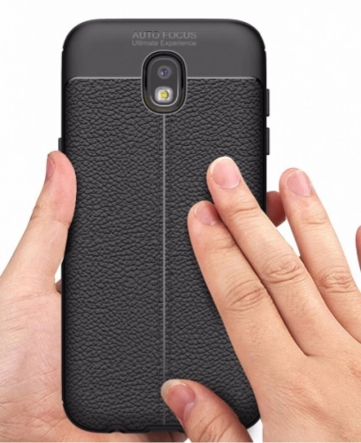 Samsung Galaxy J5 Pro Kılıf Deri Görünümlü Parmak İzi Bırakmaz Niss Silikon - Lacivert