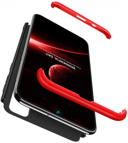 Samsung Galaxy M30s Kılıf 3 Parçalı 360 Tam Korumalı Rubber AYS Kapak  - Kırmızı - Siyah