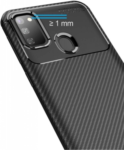 Samsung Galaxy M30s Kılıf Karbon Serisi Mat Fiber Silikon Negro Kapak - Siyah