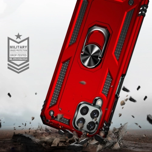 Samsung Galaxy M33 5G Kılıf Zırhlı Standlı Mıknatıslı Tank Kapak - Kırmızı
